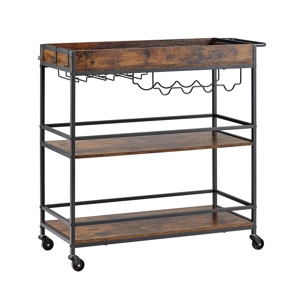 VEVOR Bar Cart, 3 Tiers Home Kitchen Serving Carts, Industrial Rolling Utility Station on Wheel, - view 8