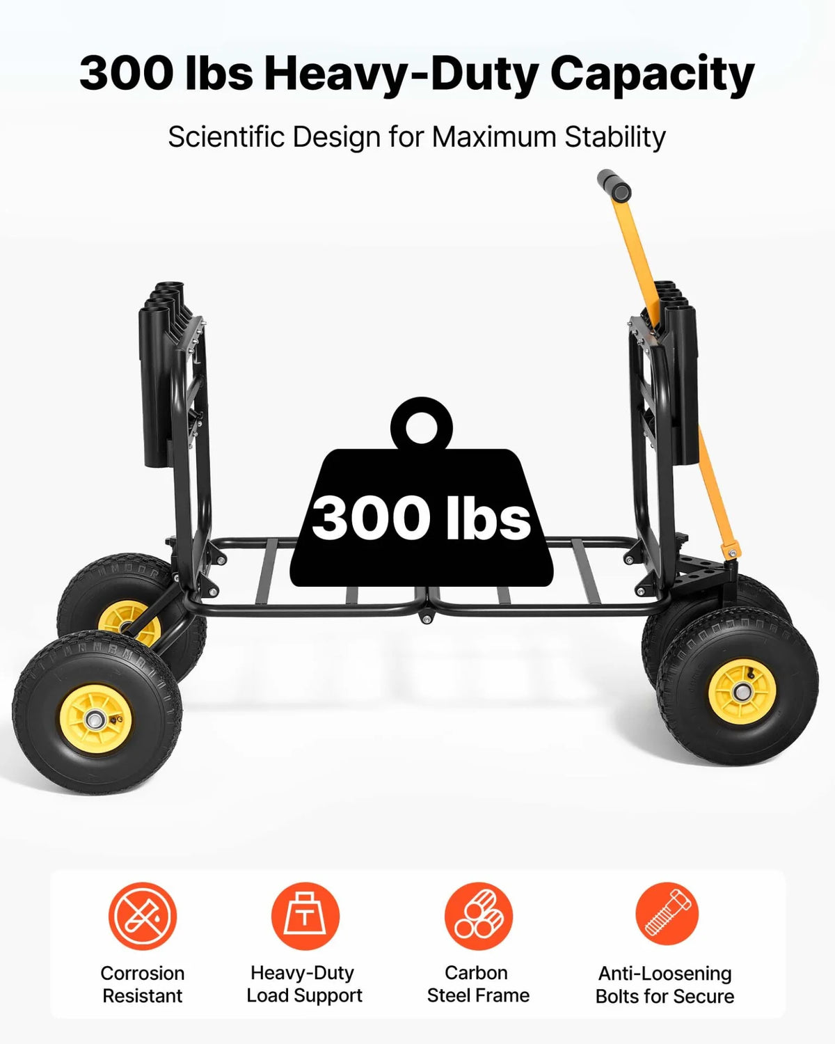 VEVOR Beach Fishing Cart, 300 lbs Load Capacity, Foldable Fishing Cart with Heavy-Duty Carbon Steel - view 4