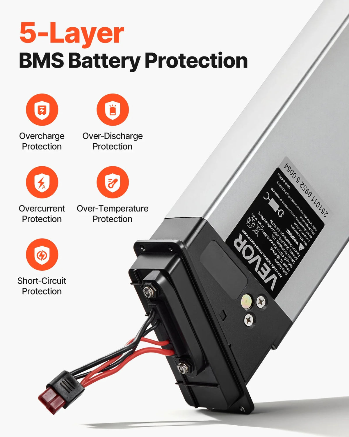 VEVOR Folding Ebike Battery, 48V 10.4Ah Electric Bike Lithium Battery Pack with BMS, 3A Charger, - view 3