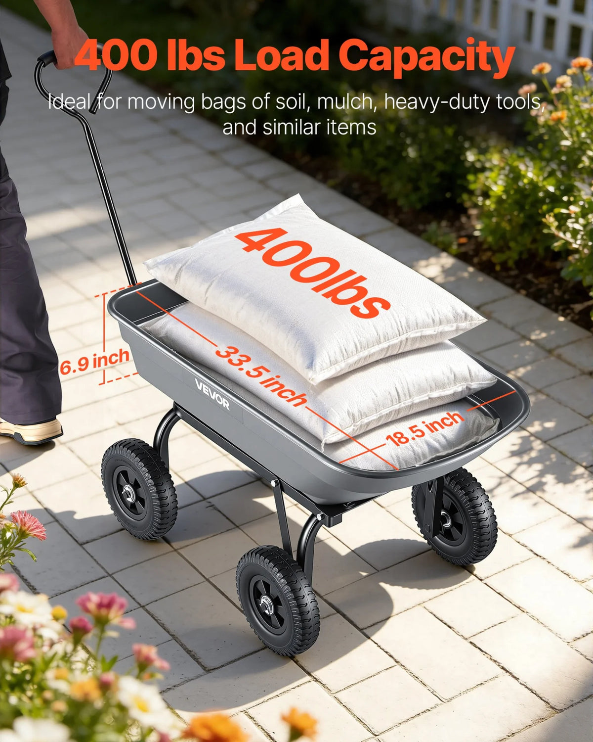 VEVOR Garden Dump Cart, 400 lbs Poly Dump Cart, Garden Carts Dumps Wagon with 90° Quick-Dumps - view 1
