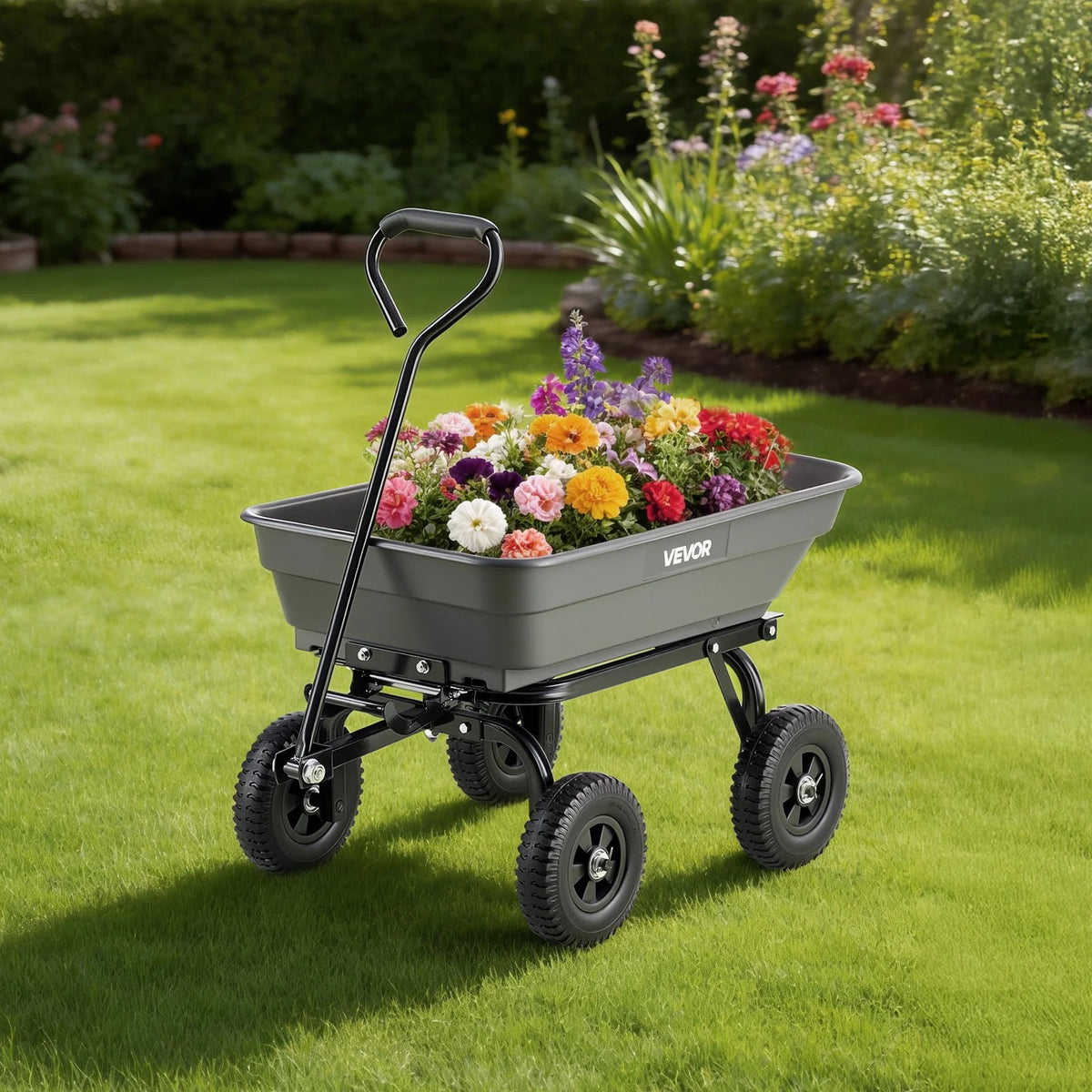 VEVOR Garden Dump Cart, 400 lbs Poly Dump Cart, Garden Carts Dumps Wagon with 90° Quick-Dumps - view 7
