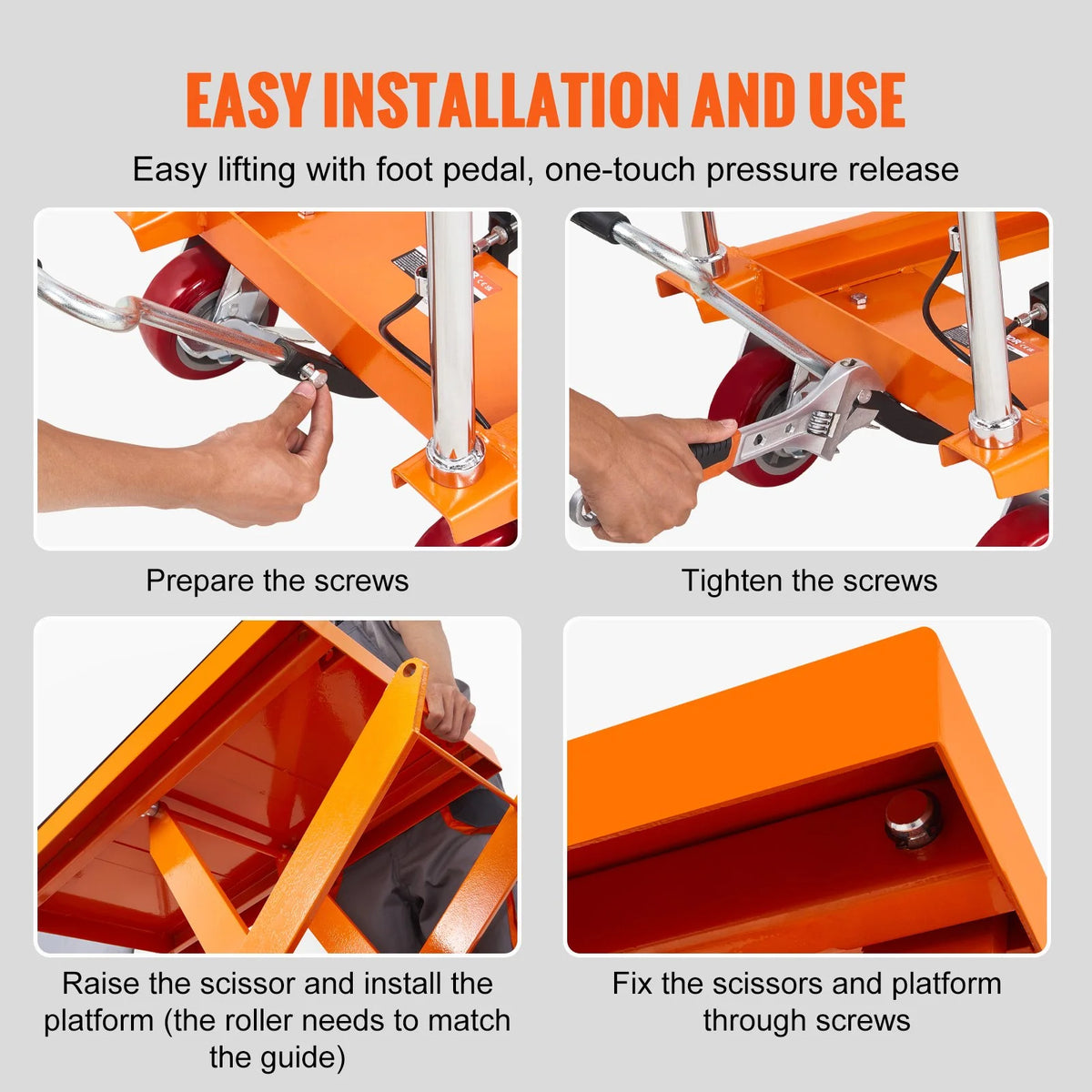 VEVOR Hydraulic Lift Table Cart, 1100lbs Capacity 35.4" Lifting Height, Manual Single Scissor Lift - view 5