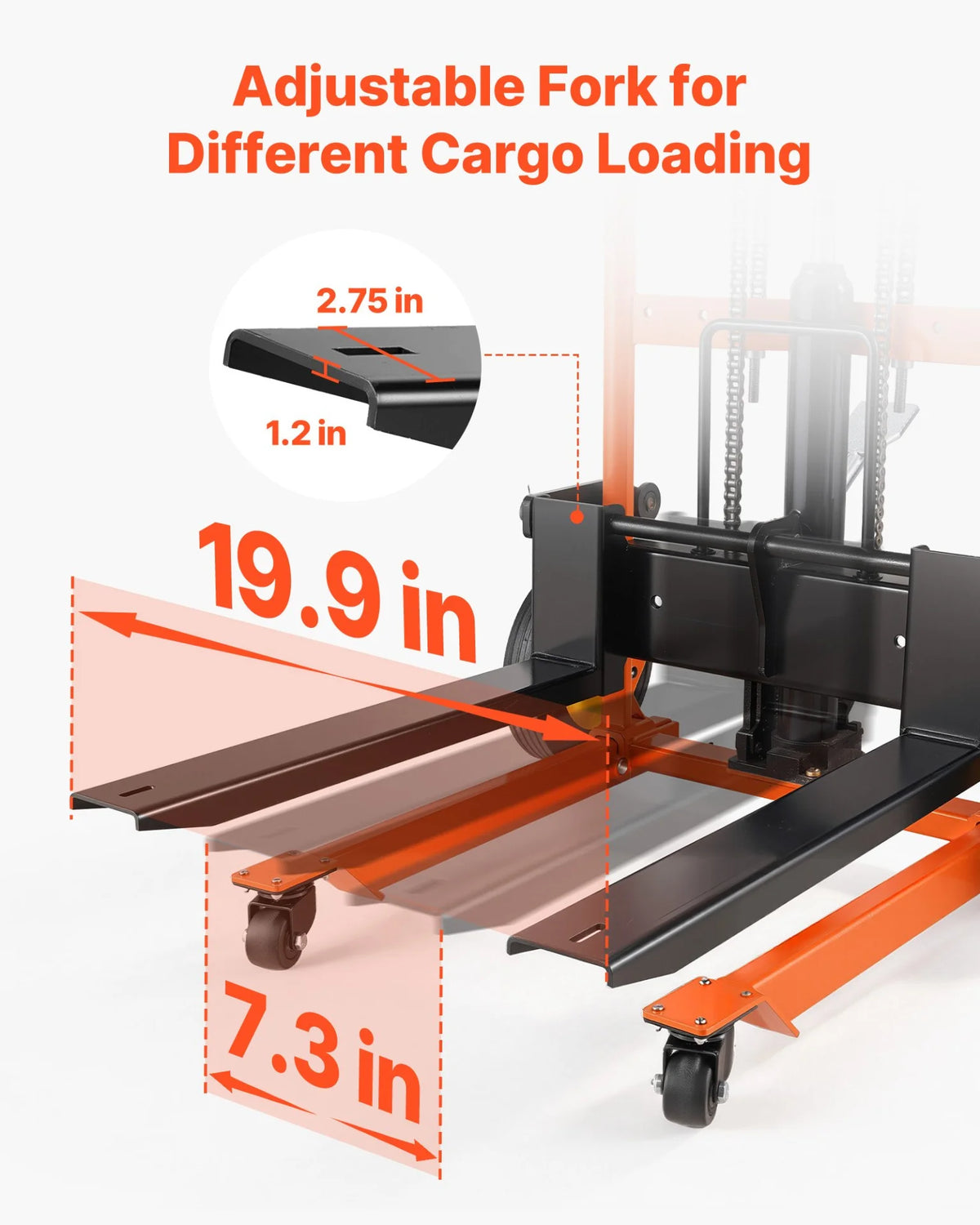 VEVOR Hydraulic Material Lift Winch Stacker, 450 lbs Load Capacity, Pallet Truck Dolly with Fork - view 2