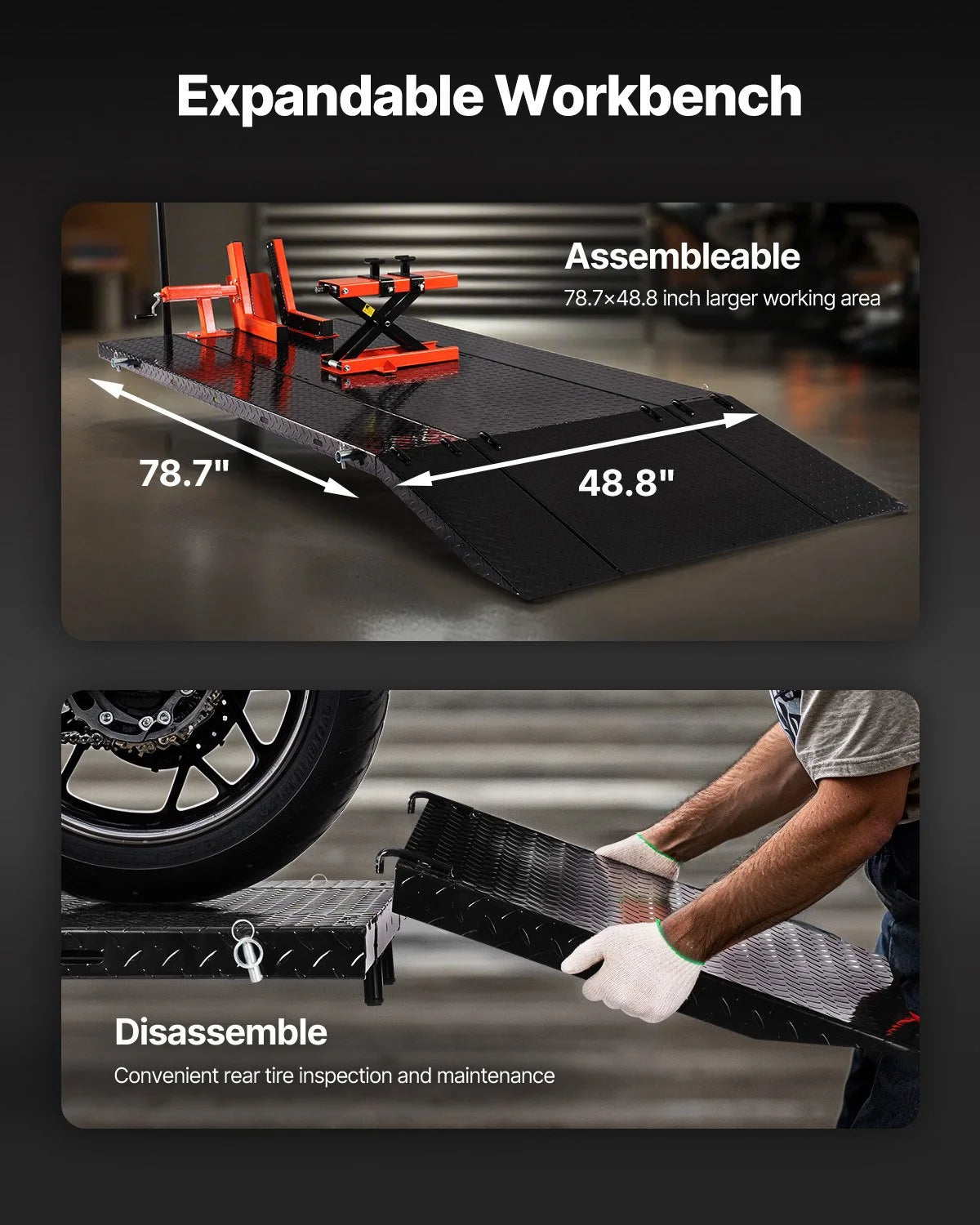 VEVOR Motorcycle Lift Table, 1500lbs Weight Capacity, Pneumatic Motorcycle Jack, 8.6-31 in Height - view 1