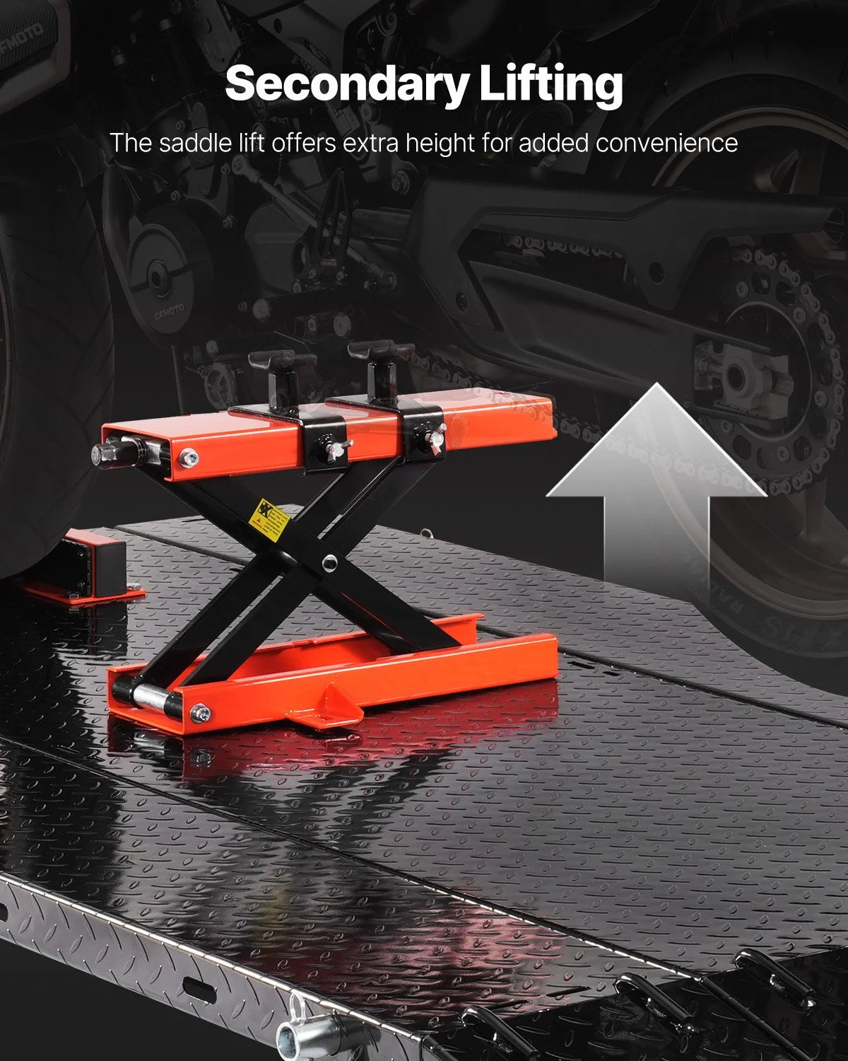 VEVOR Motorcycle Lift Table, 1500lbs Weight Capacity, Pneumatic Motorcycle Jack, 8.6-31 in Height - view 3
