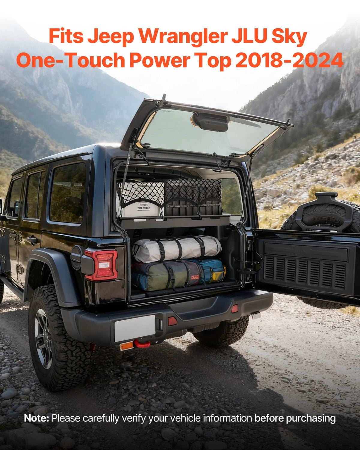 VEVOR Rear Trunk Cargo Rack, for 2018-2024 Jeep Wrangler JLU Sky One-Touch Power Top 4-Door - view 1