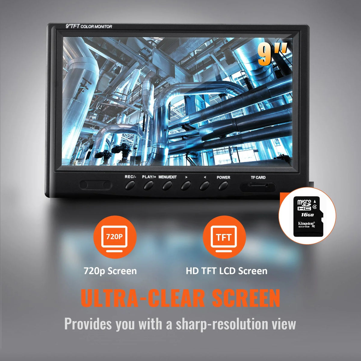 VEVOR Sewer Camera, 165 ft/50 m, 9" Screen Pipeline Inspection Camera with DVR Function, Waterproof - view 2