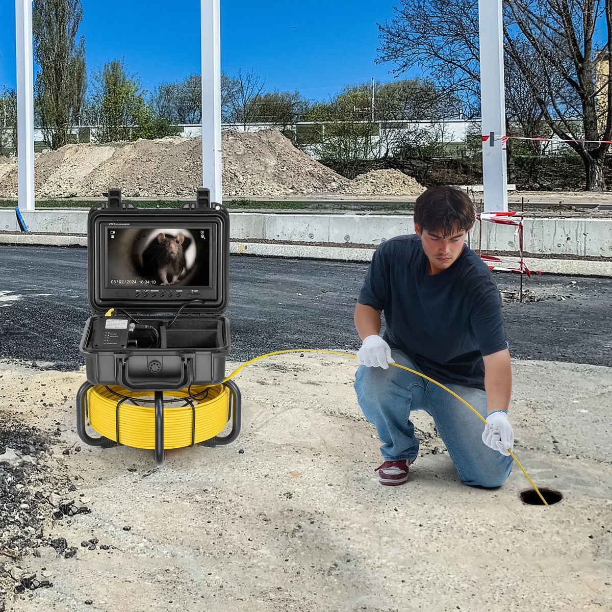 VEVOR Sewer Camera, 98 ft/30m, Self-Leveling Drain Inspection Camera with 9" 1080P HD Screen, 36X - view 7