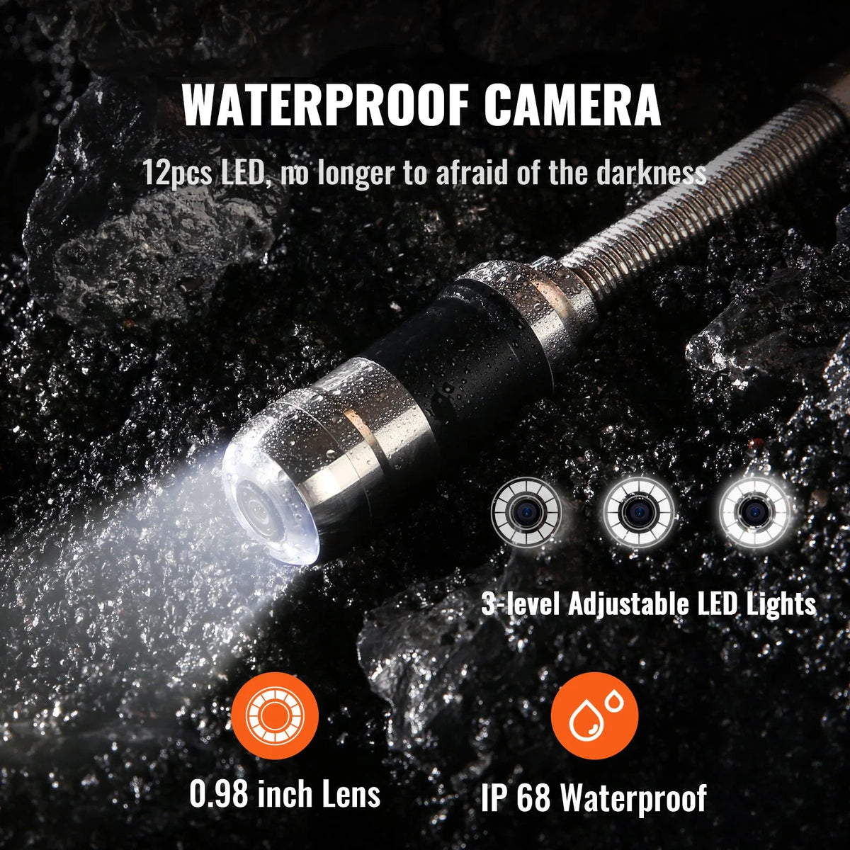 VEVOR Sewer Camera with 512Hz Locator, 131 ft/40 m, 7" Pipeline Inspection Camera with DVR - view 14