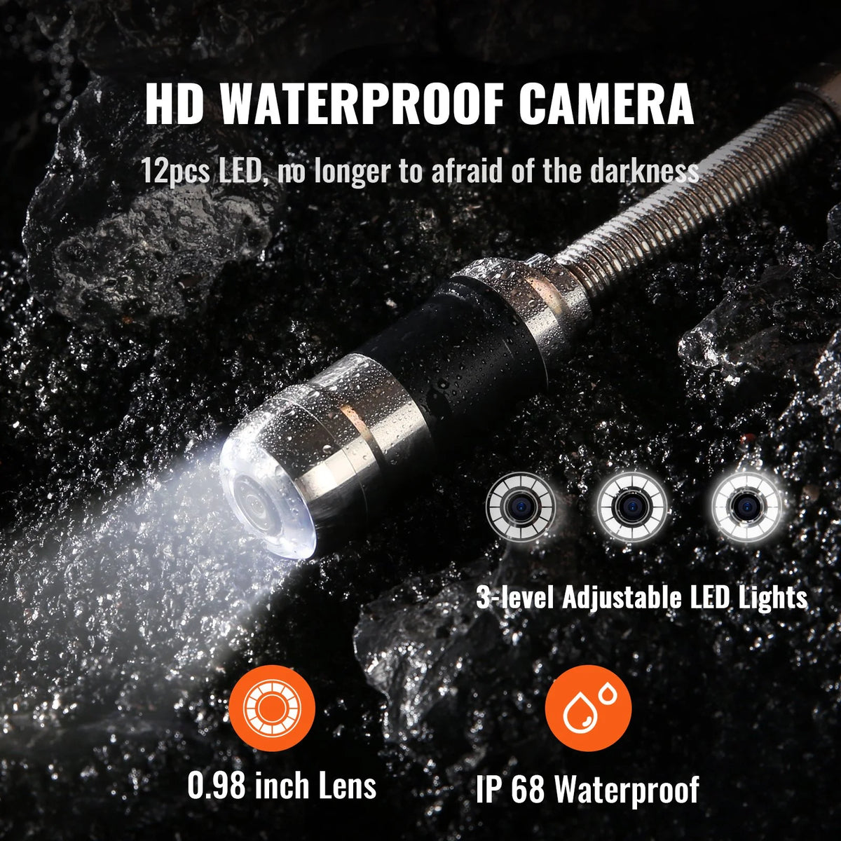 VEVOR Sewer Camera with 512Hz Locator, 131 ft/40 m, 7" Pipeline Inspection Camera with DVR - view 4