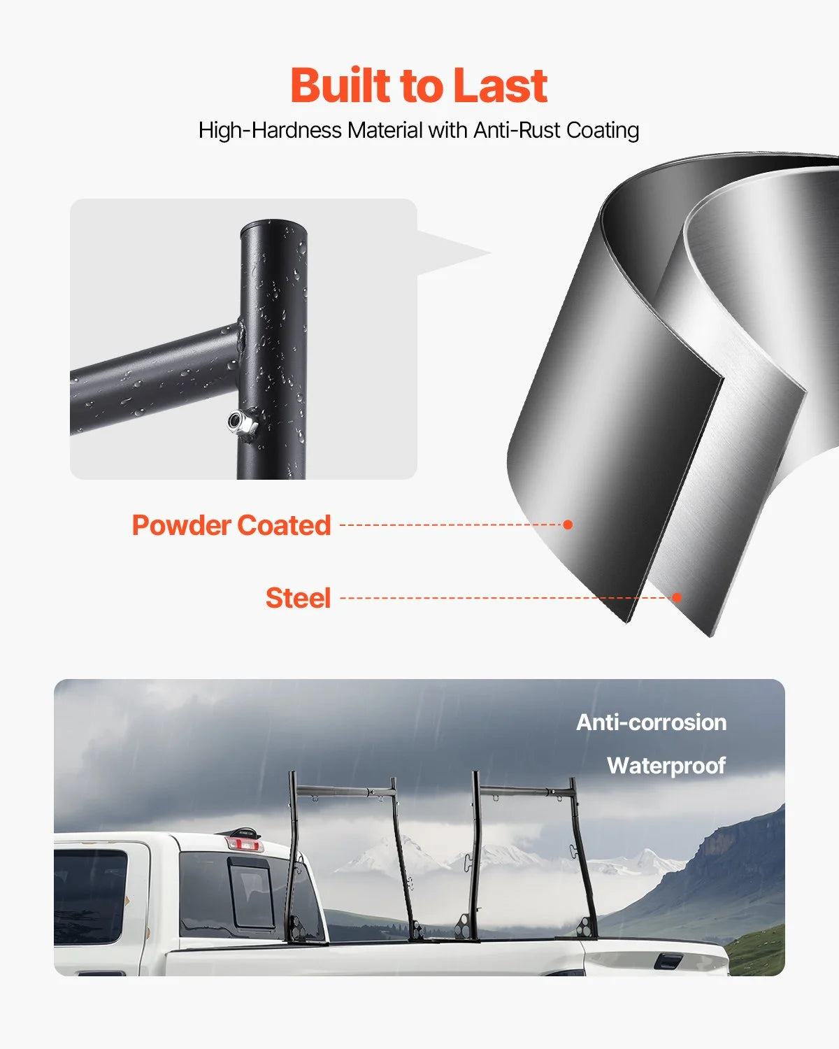 VEVOR Truck Ladder Rack, 49-73 in Width, Extendable Universal Cargo Rack, Heavy Duty Steel with 800 - view 3