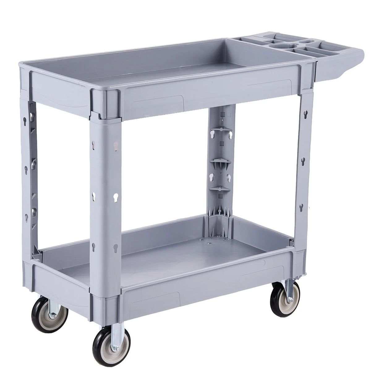VEVOR Utility Cart, 550 lbs Capacity, 2 Tier Service Cart with 360° Swivel & Fixed Wheels (2 with - view 8