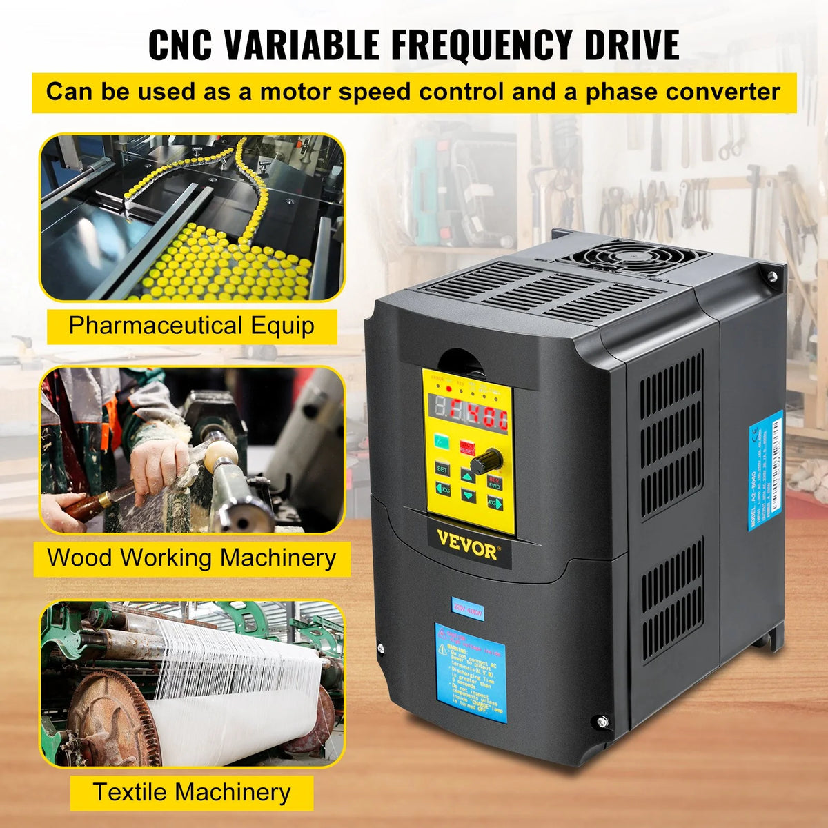 VEVOR Variable Frequency Drive, AC 220V Input 4KW Variable Frequency CNC Drive Inverter Converter, - view 1
