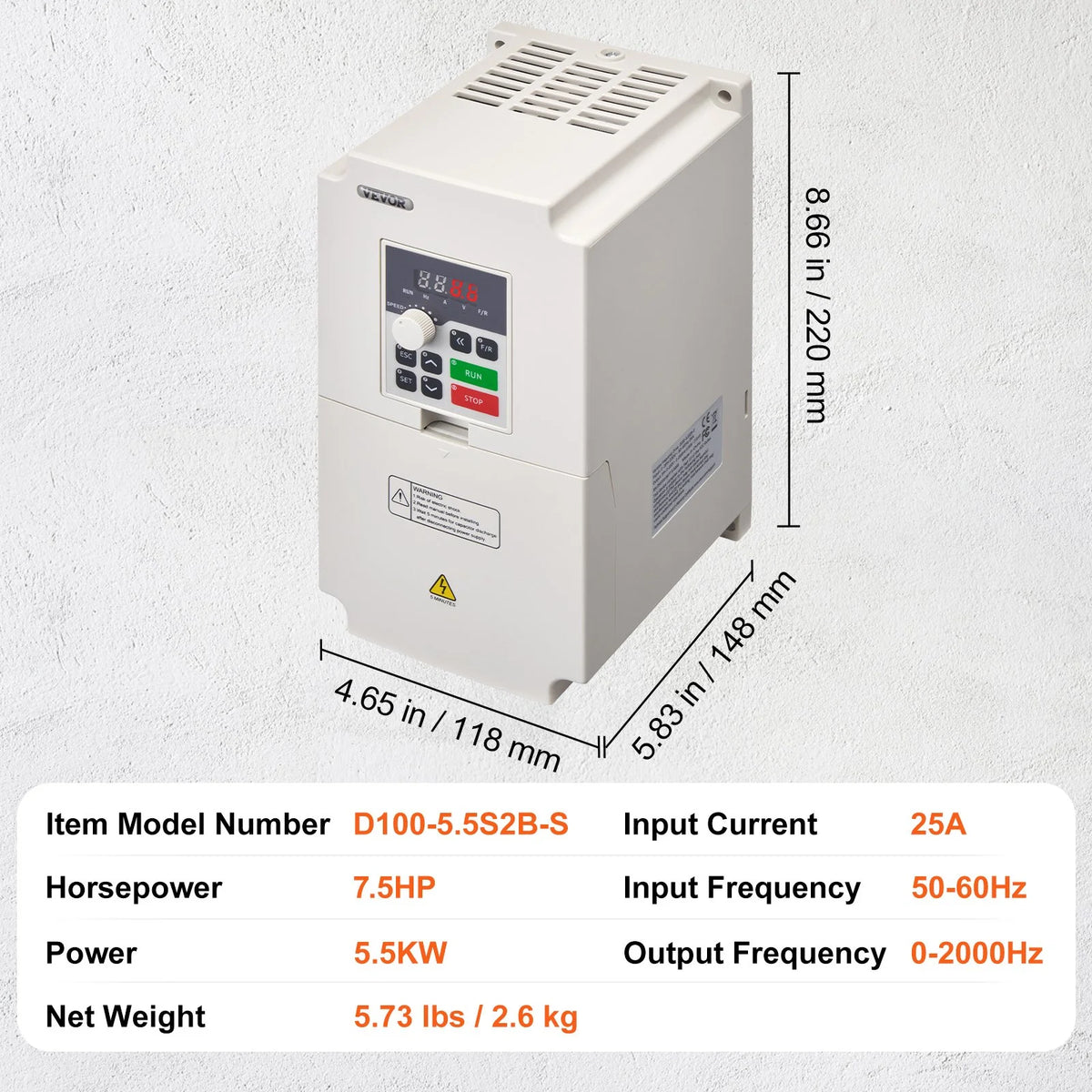 VEVOR Variable Frequency Drive, AC 220V Input 4KW Variable Frequency CNC Drive Inverter Converter, - view 16