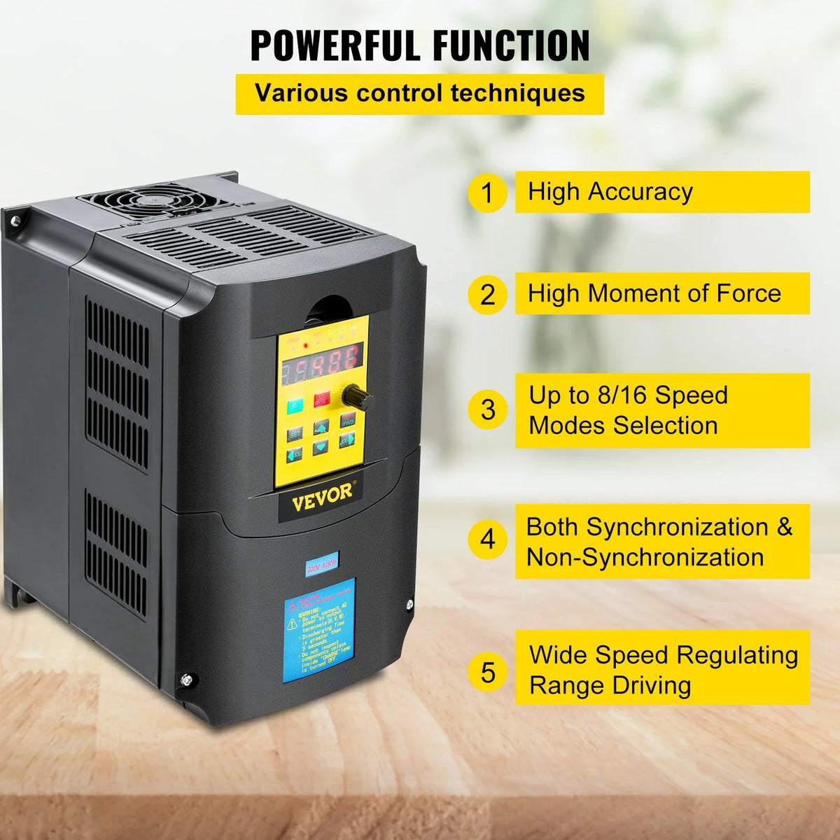 VEVOR Variable Frequency Drive, AC 220V Input 4KW Variable Frequency CNC Drive Inverter Converter, - view 2
