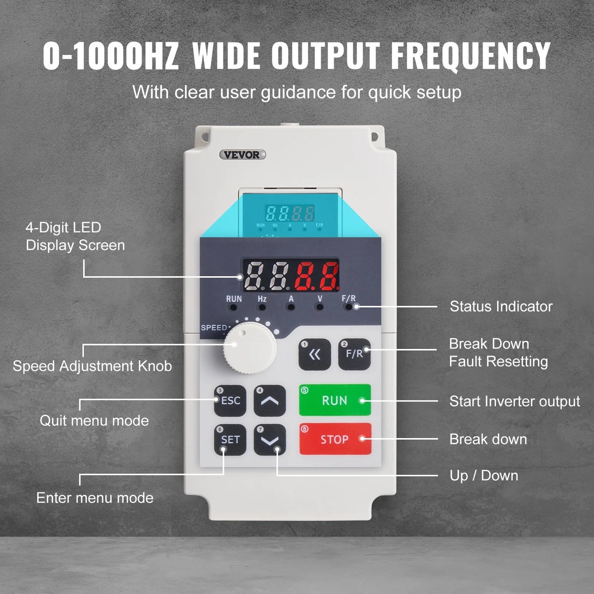 VEVOR Variable Frequency Drive, AC 220V Input 4KW Variable Frequency CNC Drive Inverter Converter, - view 22