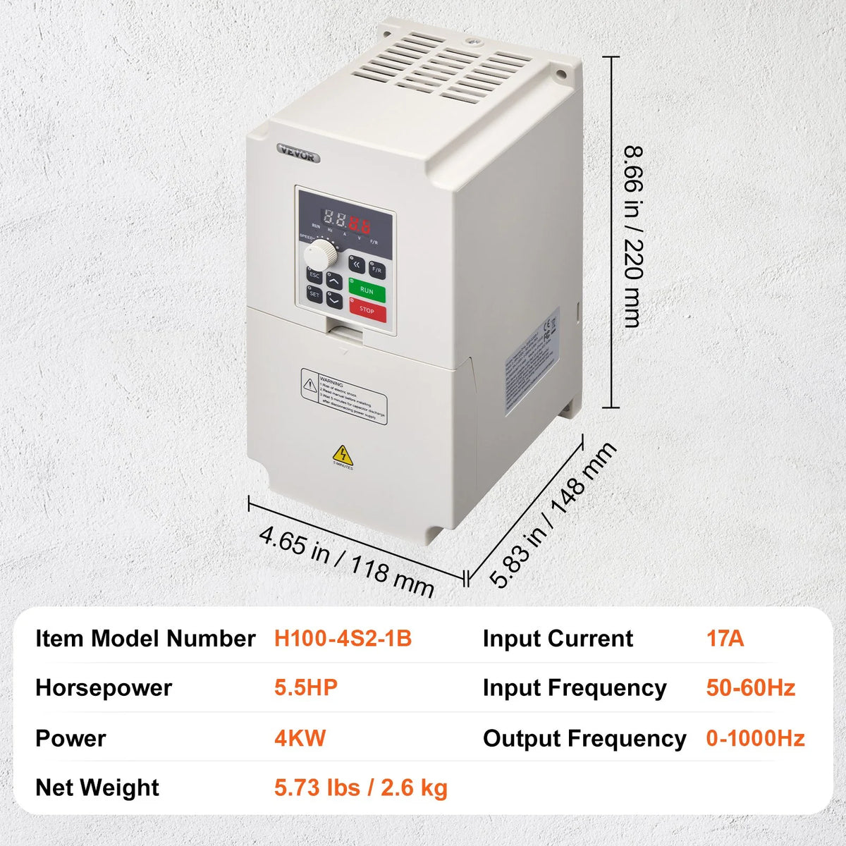 VEVOR Variable Frequency Drive, AC 220V Input 4KW Variable Frequency CNC Drive Inverter Converter, - view 23