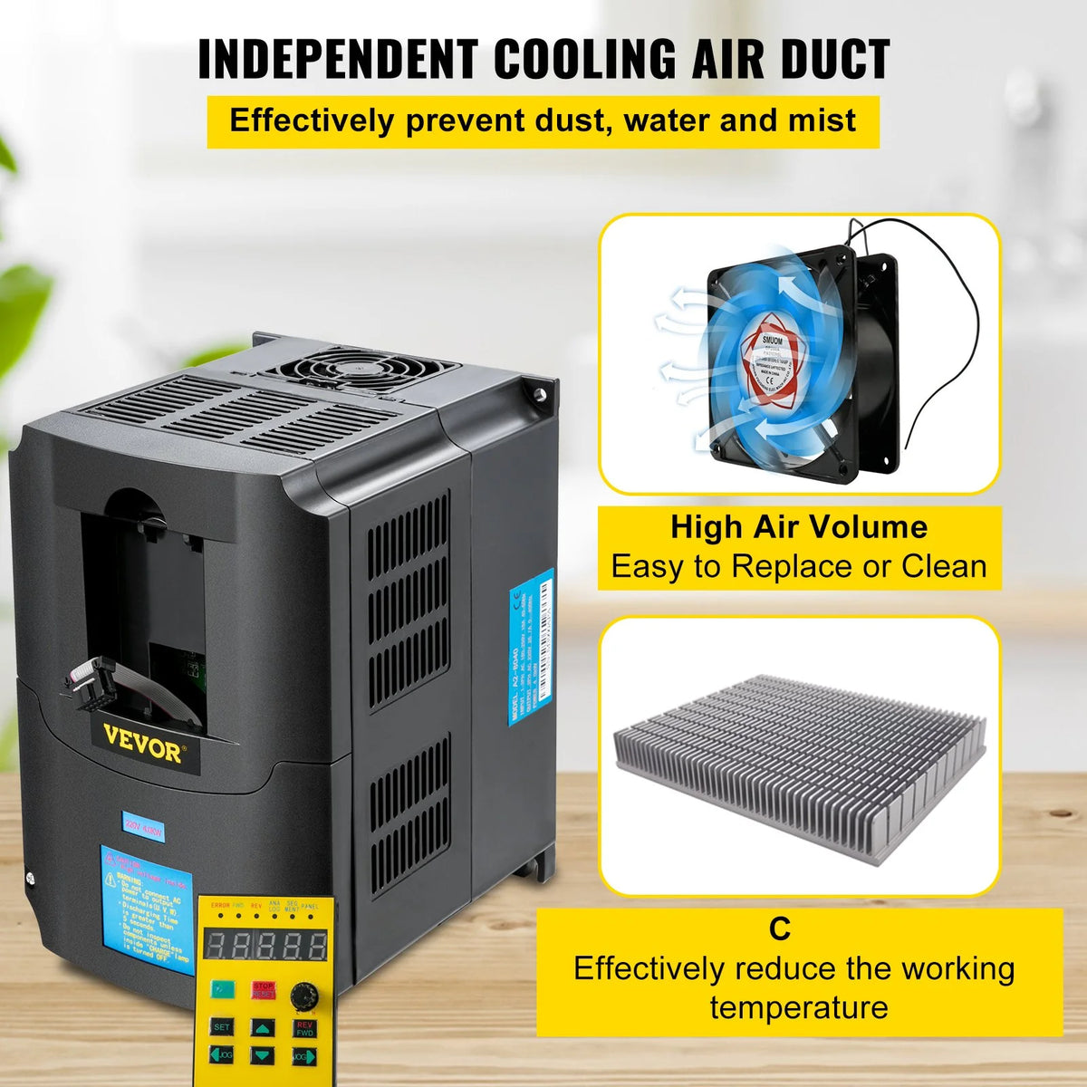 VEVOR Variable Frequency Drive, AC 220V Input 4KW Variable Frequency CNC Drive Inverter Converter, - view 4