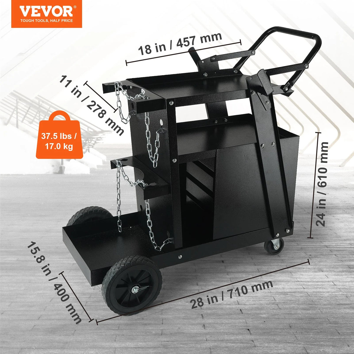 VEVOR Welding Cart, 2-Tier 4 Drawers Welder Cart with 265 LBS Weight Capacity, 360° Swivel Wheels, - view 1