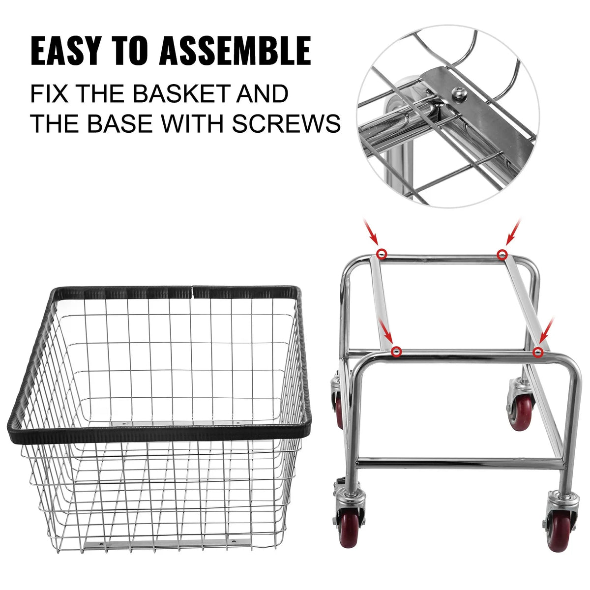 VEVOR Wire Laundry Cart, 4.5 Bushel Wire Laundry Basket with Wheels, 35''x15.7''x22'' Commercial - view 8