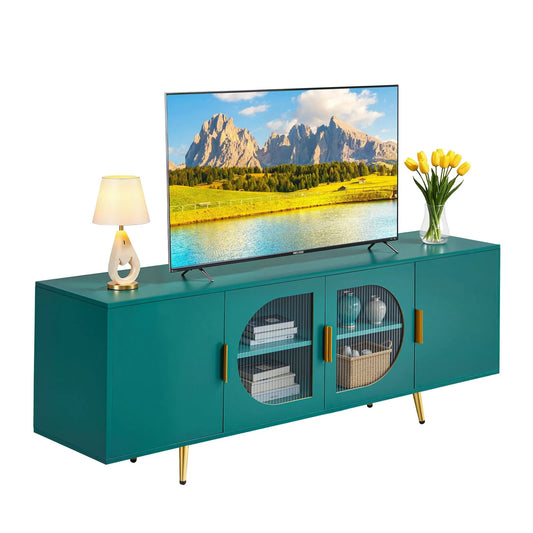 VEVOR TV Stand for TVs up to 75 in Modern Entertainment Center with Glass Doors