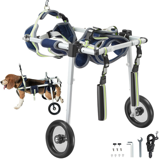 VEVOR 2 Wheels Dog Wheelchair for Back Legs, Pet Wheelchair Lightweight & Adjustable Assisting in Healing,  Dog Cart/Wheelchair for Injured, Disabled, Paralysis, Hind Limb Weak Pet(XS)