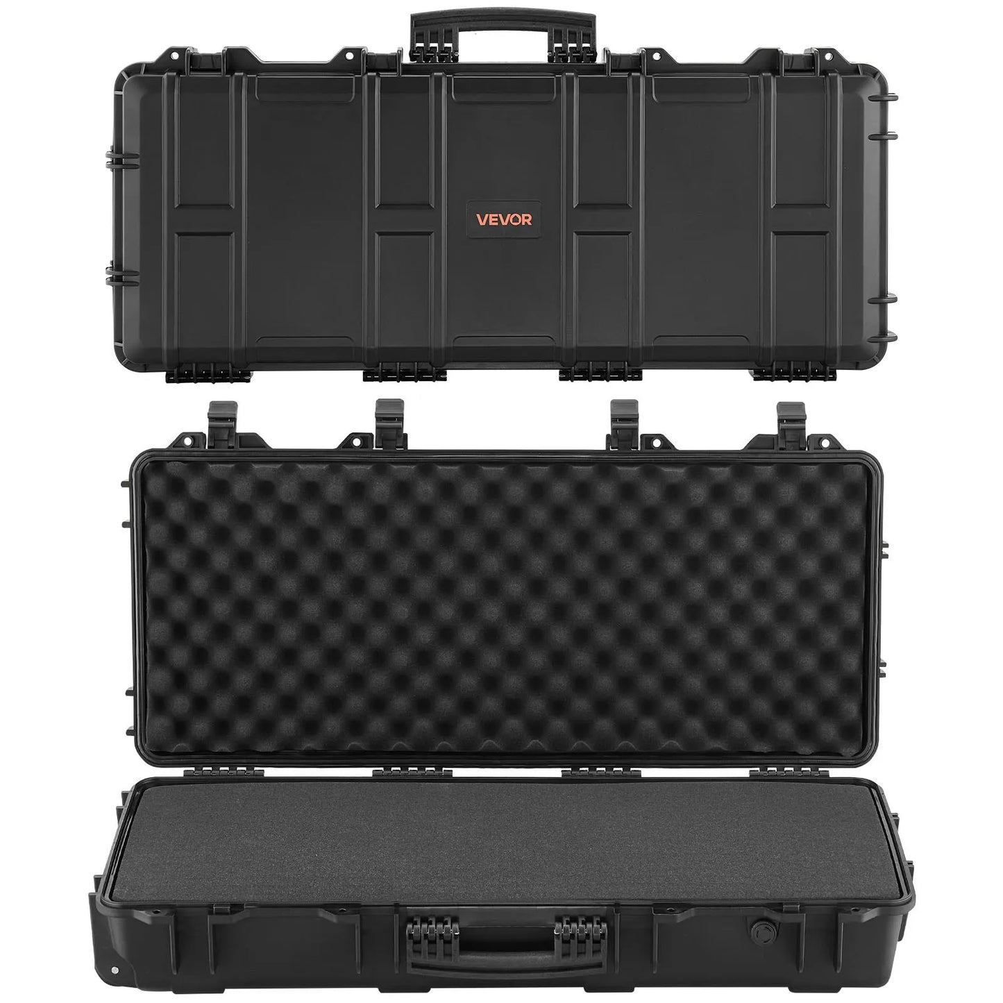 VEVOR Hard Rifle Case, Lockable Rifle Case with 4 Layers Pre-cut Foams, 36 in Gun Storage with Wheels, IP67 Waterproof & Dustproof Pistol Storage Cases for Rifles, Shotguns, Airsoft Guns, Black
