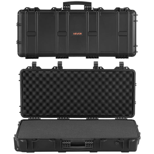 VEVOR Hard Rifle Case, Lockable Rifle Case with 4 Layers Pre-cut Foams, 36 in Gun Storage with Wheels, IP67 Waterproof & Dustproof Pistol Storage Cases for Rifles, Shotguns, Airsoft Guns, Black