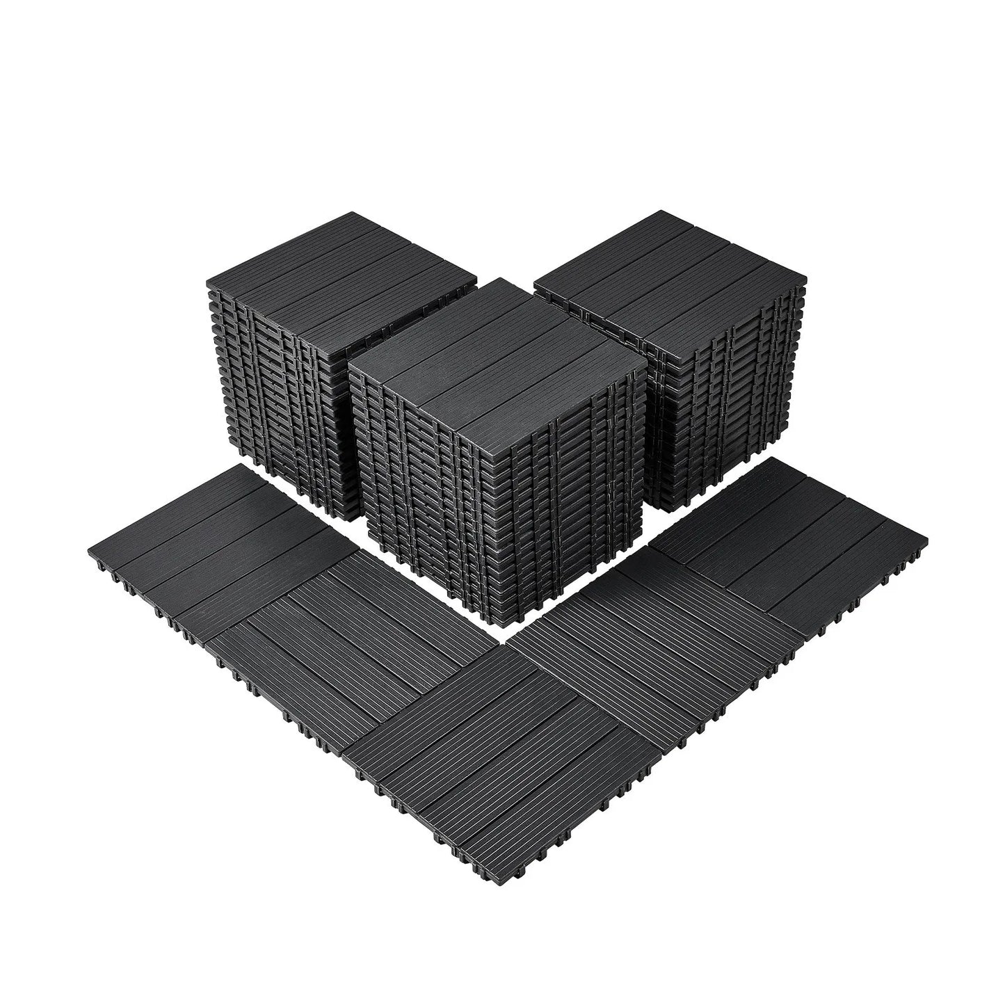 VEVOR Interlocking Deck Tiles 54 Pack 11.6" x 11.6" Plastic for Porch Dark Grey