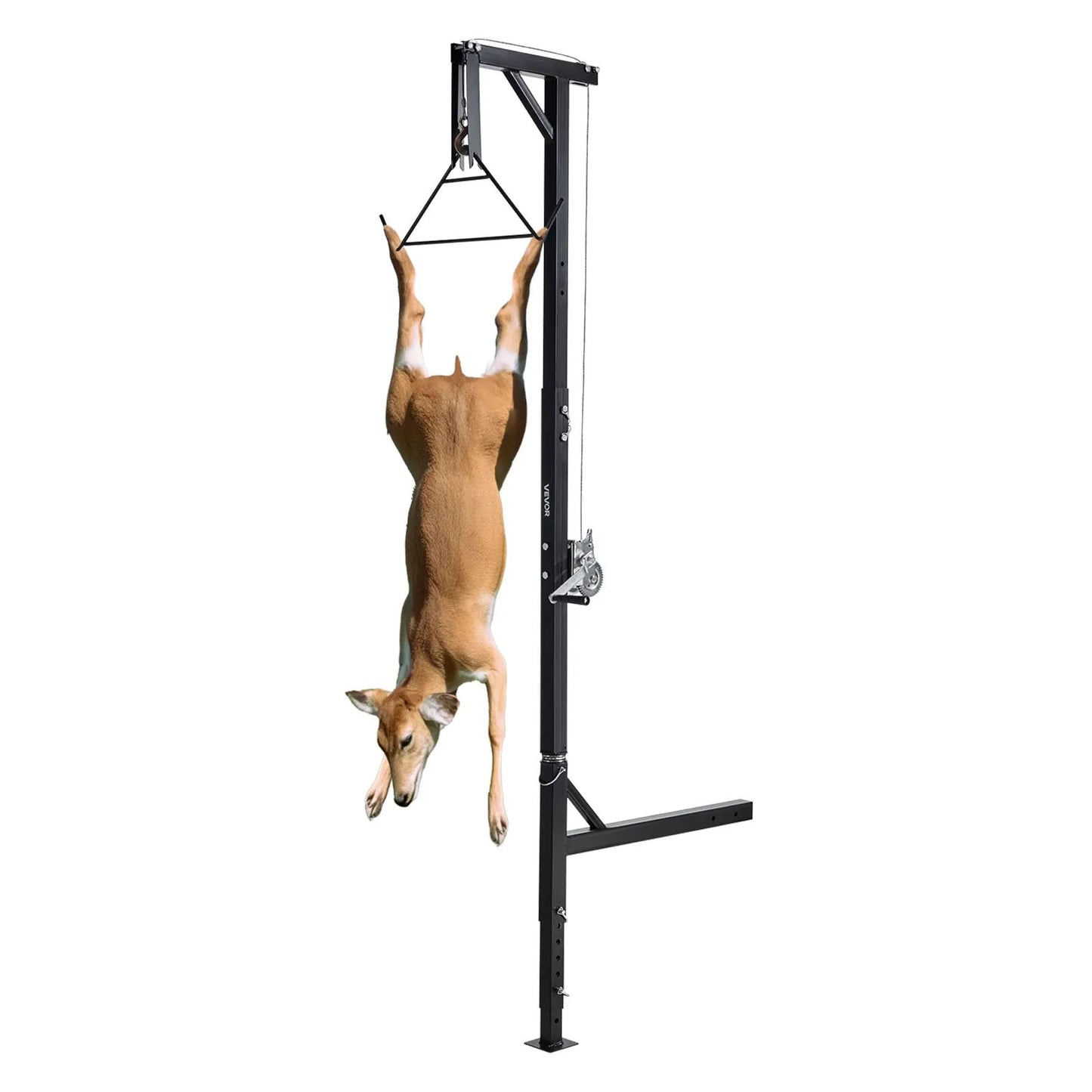 VEVOR Truck Hitch Game Hoist, 400 lbs Load Capacity, Hunting Deer Hoist with 2-inch Receiver, 360-Degree Swivel Shaft & Adjustable Height, Includes Gambrel Winch for Skinning & Cleaning Game