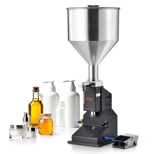 VEVOR Pneumatic Paste Liquid Filling Machine, 5-50ml Bottle Filler, Bottle Filling Machine, Stainless Steel Liquid Filler with Pedal for Milk Water Juice Essential Oil Shampoo Cosmetic Honey Lotion