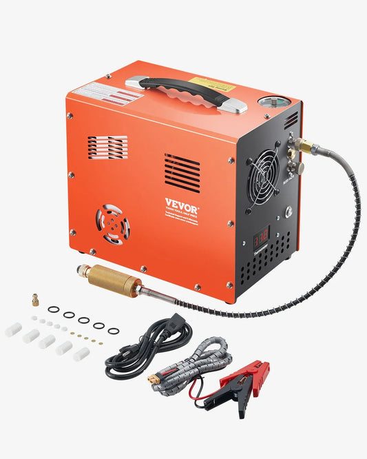VEVOR PCP Air Compressor, 4500PSI/30Mpa PCP Airgun Compressor with Built-in Converter & Fan Cooling System, Auto Stop DC12V/AC120V Portable Paintball Tank Compressor for Air Rifle, Scuba Diving Bottle