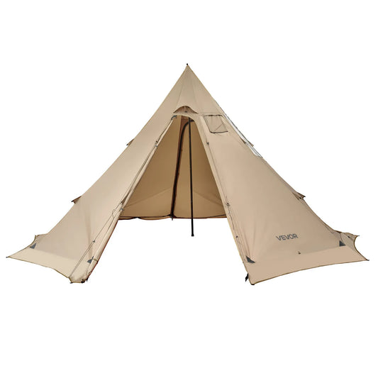 VEVOR Hot Tent for 4-6 Persons, Portable Winter Tipi Tent with Stove Jack, Waterproof Canvas Camping Tents, Lightweight 4 Season Shelter Tents for Hiking Fishing Backpacking, L Size