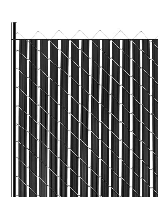 VEVOR Bottom Locking Privacy Slats, Double-Wall Vertical Bottom-Locking Slats with Wings for Chain-Link Fence, High-Density HDPE Chain Link Slats Ideally Fit 8' High Fence for Garden and Farm(Black)