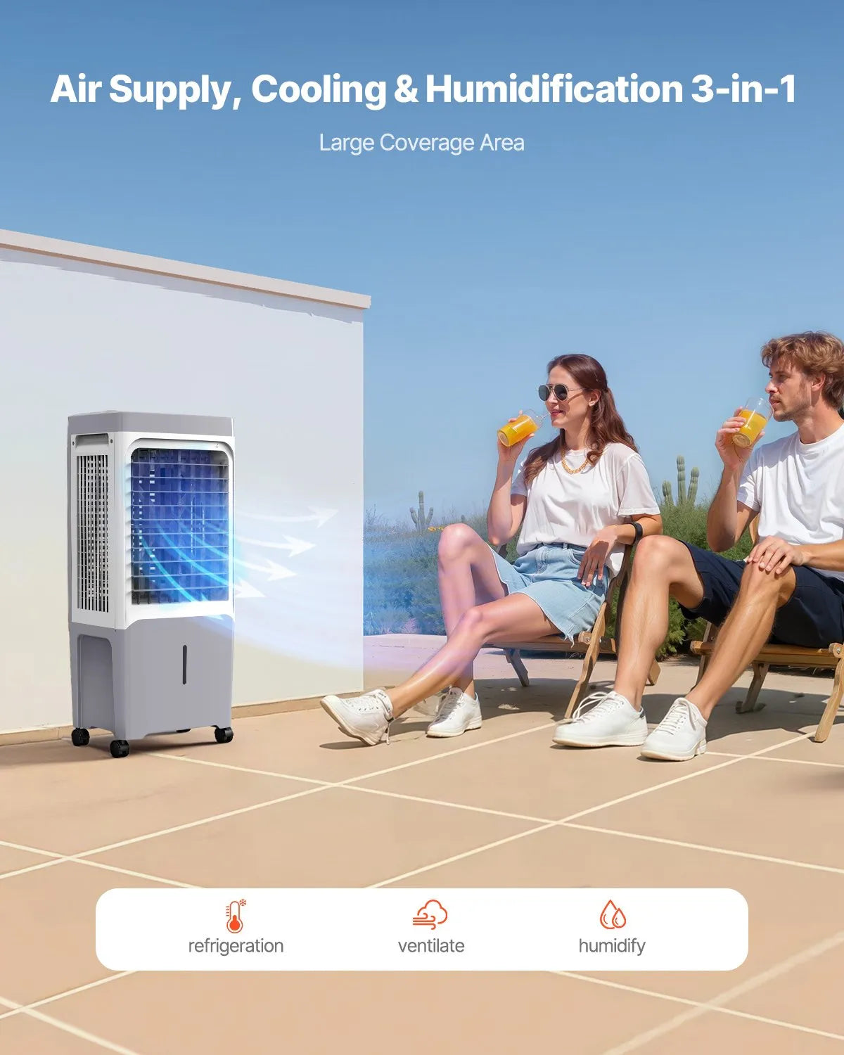 VEVOR Evaporative Air Cooler, 1800 CFM with 6.8 Gallon Water Tank Swamp Cooler, Portable Cooling Fan with Remote Control, 12H Timer, 4 Ice Boxes, Quiet Operation, 3 Wind Speeds for Outdoor Indoor Use