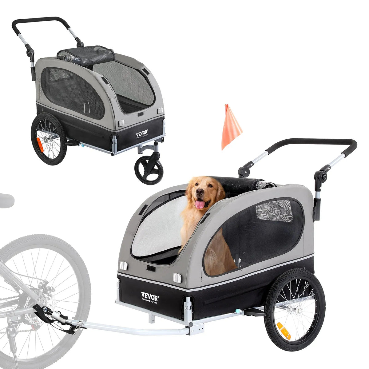 VEVOR Dog Bike Trailer Supports up to 88 lbs