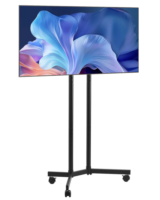 VEVOR Rolling TV Stand, Mobile TV Cart for 32-65 Inch Screens, Height Adjustable, Portable Monitor Stand with Wheels Holds up to 88 lbs for Living Room, Bedroom, Office, Outdoor, Max VESA 400x400mm