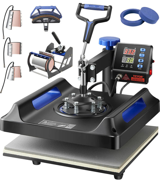Heat Press Machine Sublimation Machine 15 x 15 inch 8 In 1 Blue Heat Press Set