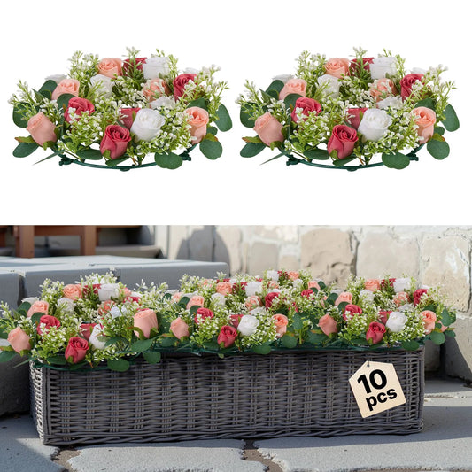 Artificial Wreath Rose Flower Wreaths for Wedding Arrangement Centerpiece 10 PCS